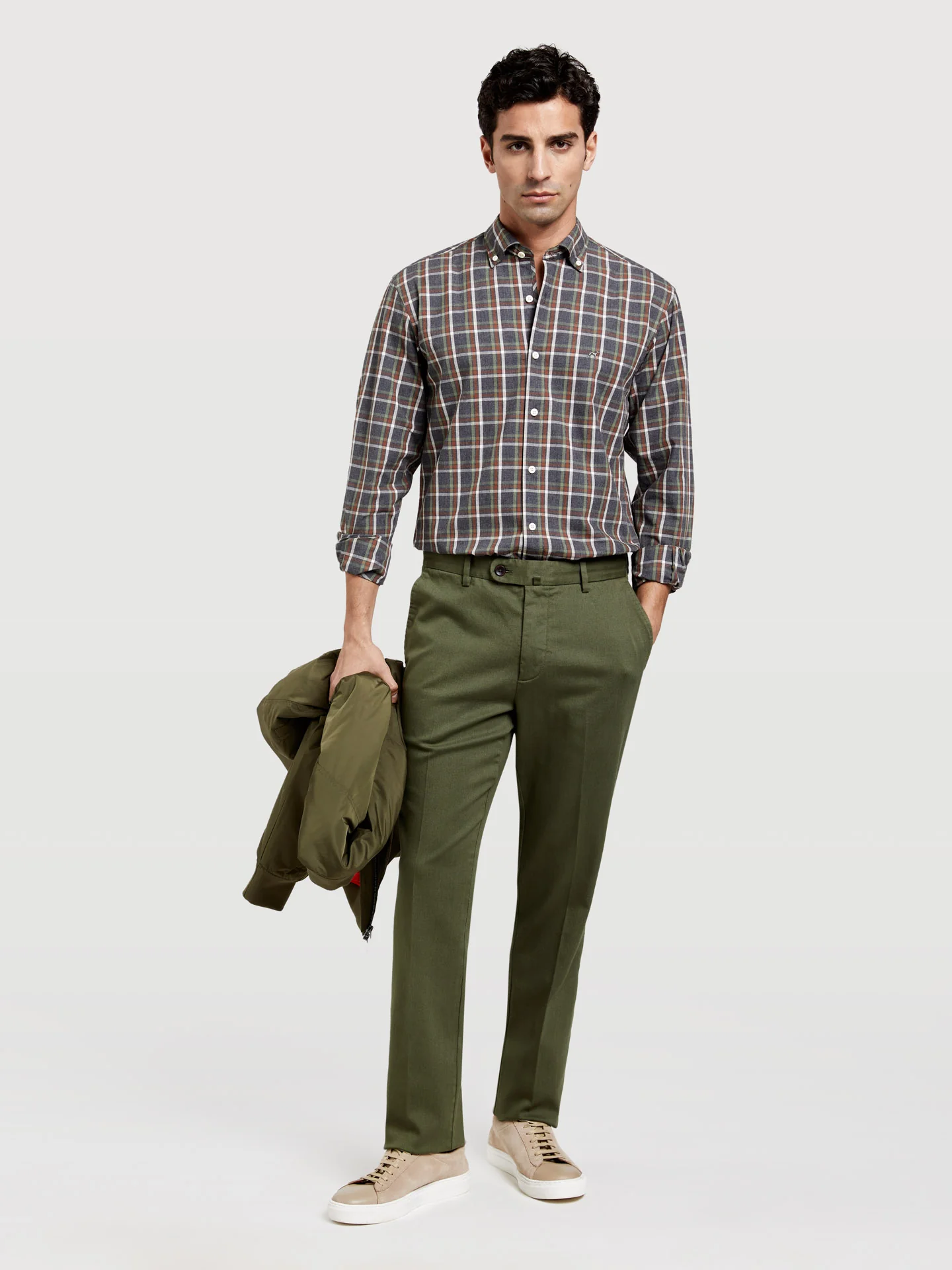 Slub Cotton Slim Fit Garment Dye Chino Trouser - Image 4