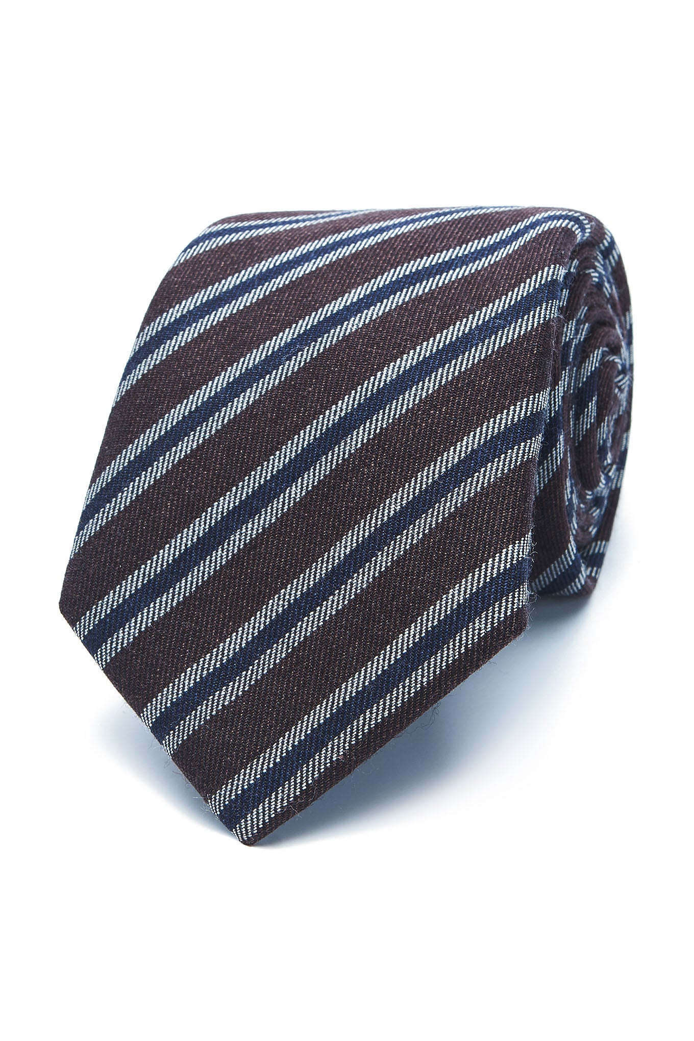 Striped Pattern Tie Silk and Wool Blend 7cm - Image 3