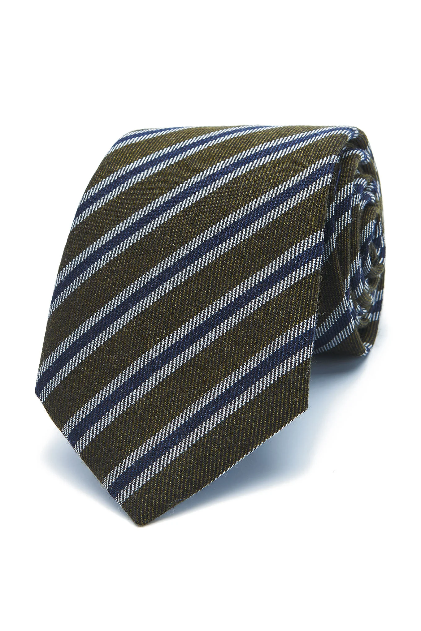 Striped Pattern Tie Silk and Wool Blend 7cm - Image 7