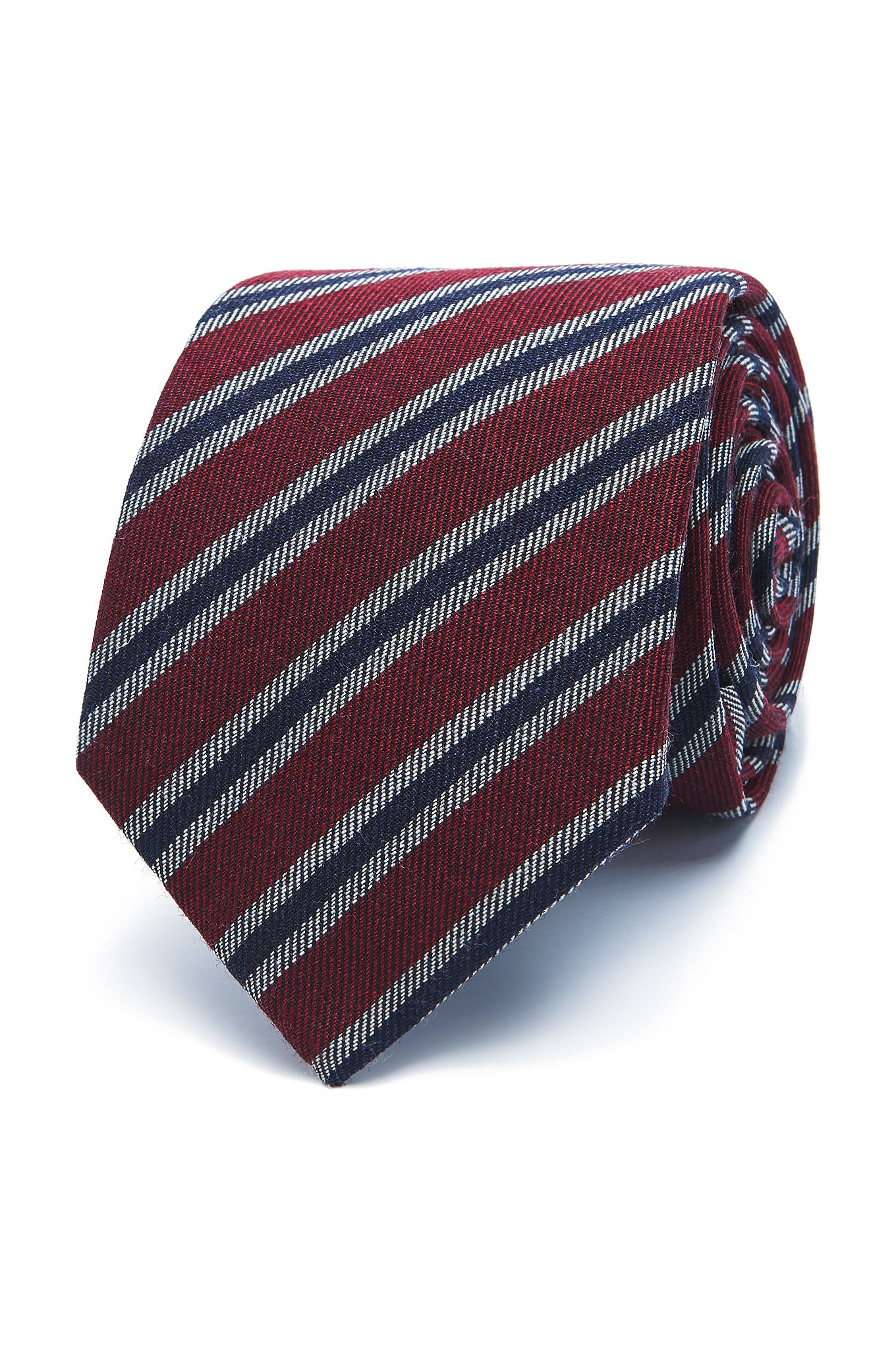 Striped Pattern Tie Silk and Wool Blend 7cm - Image 9