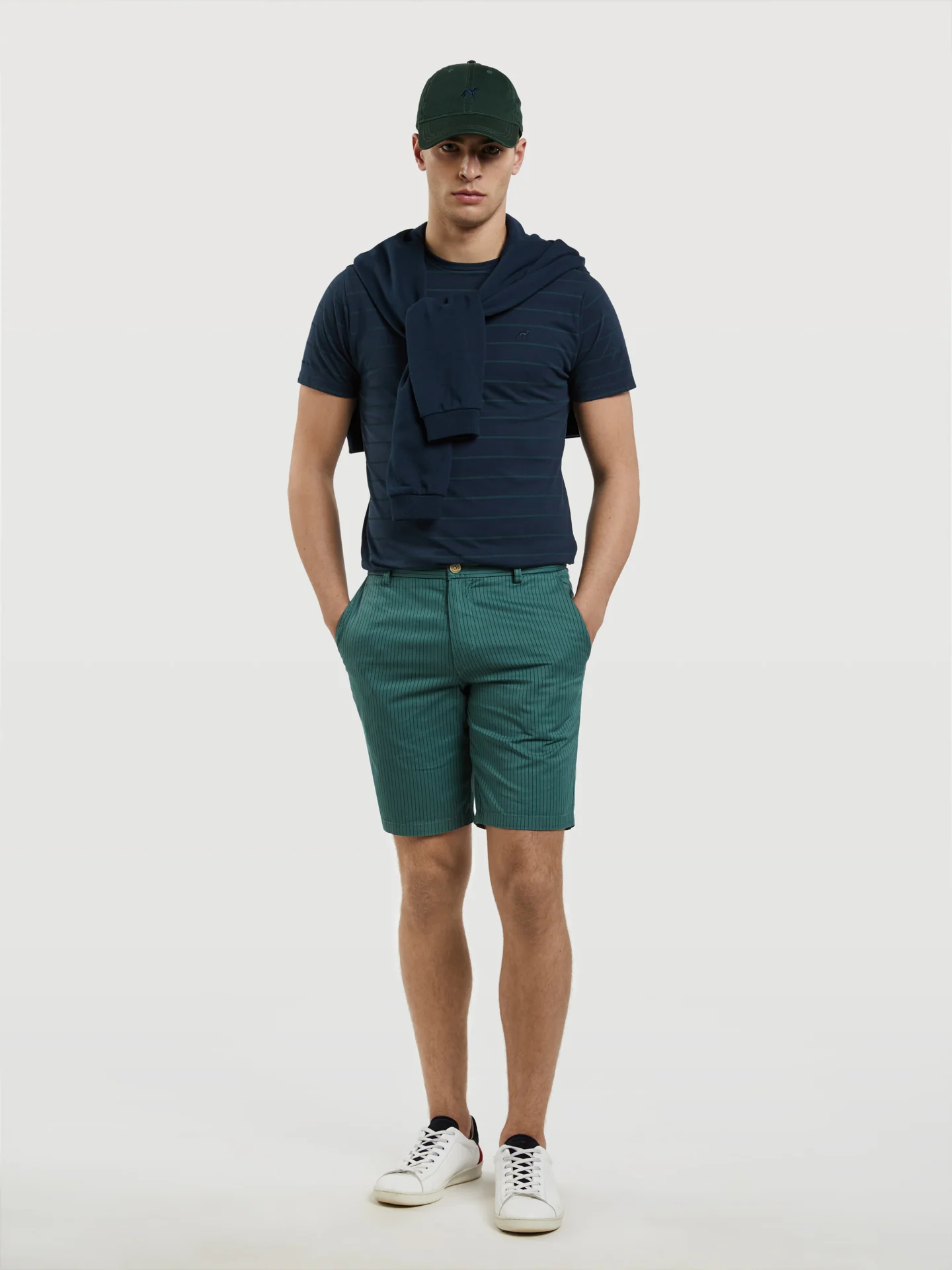 Striped Slim Fit Bermuda in Garment Dye - Image 5
