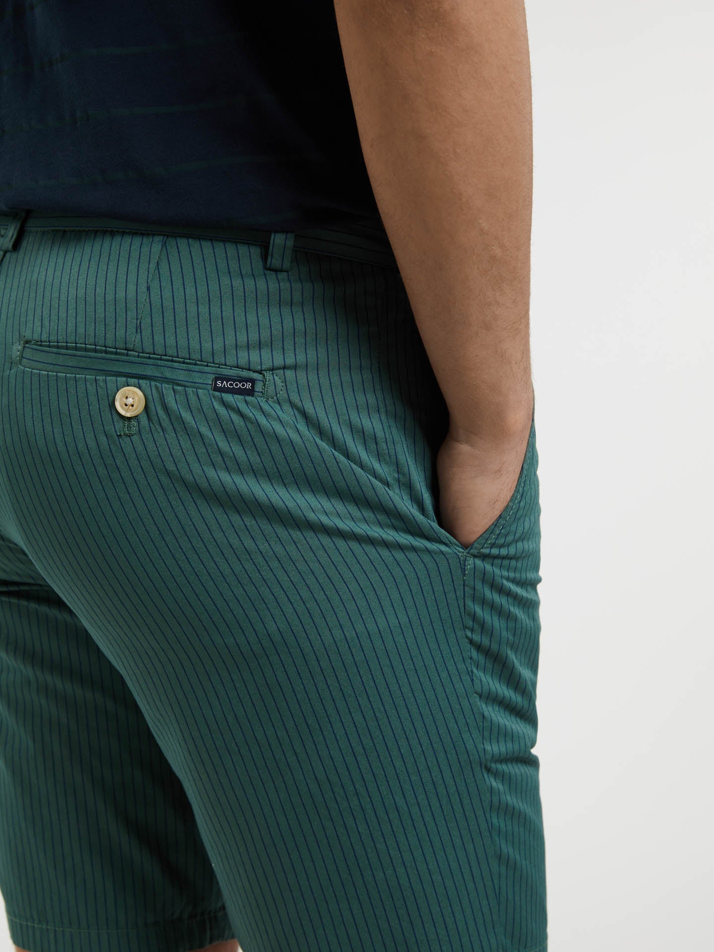 Striped Slim Fit Bermuda in Garment Dye - Image 6