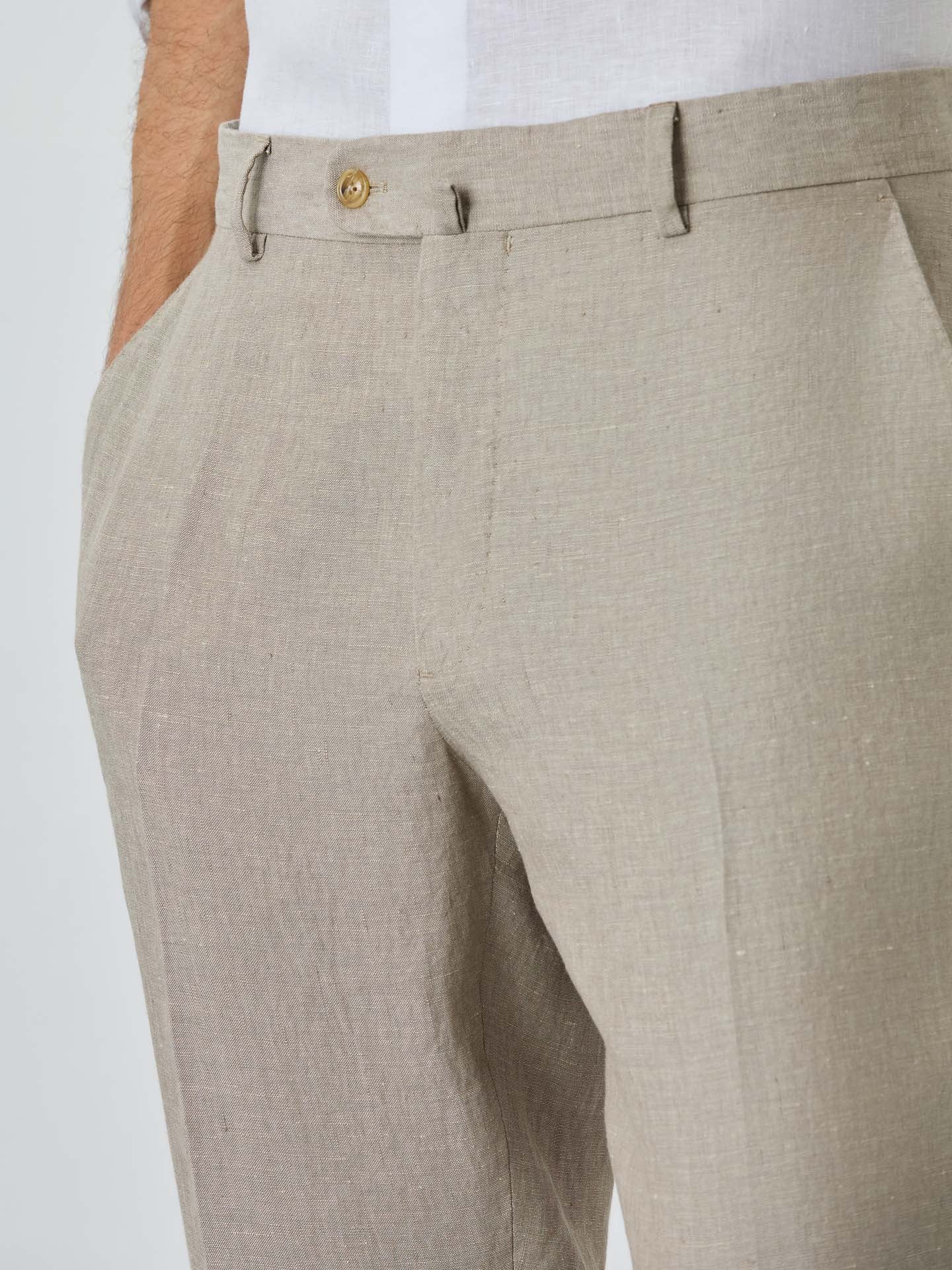 Suit Trousers With Coin Pocket In Linen - Image 3