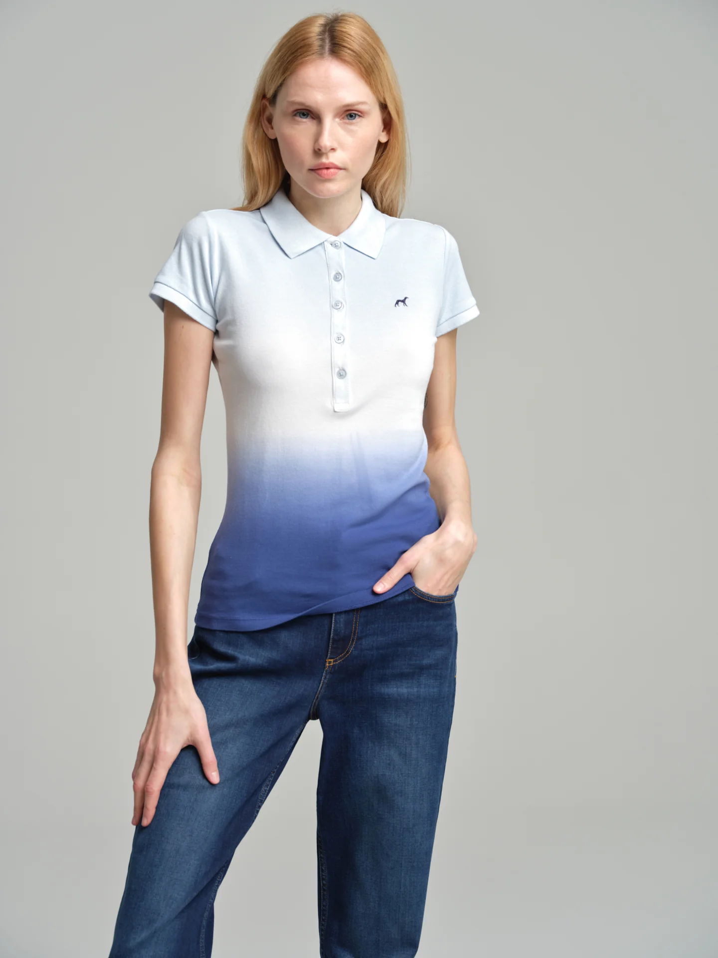 Tie-dye ombre piquet polo shirt - Image 11