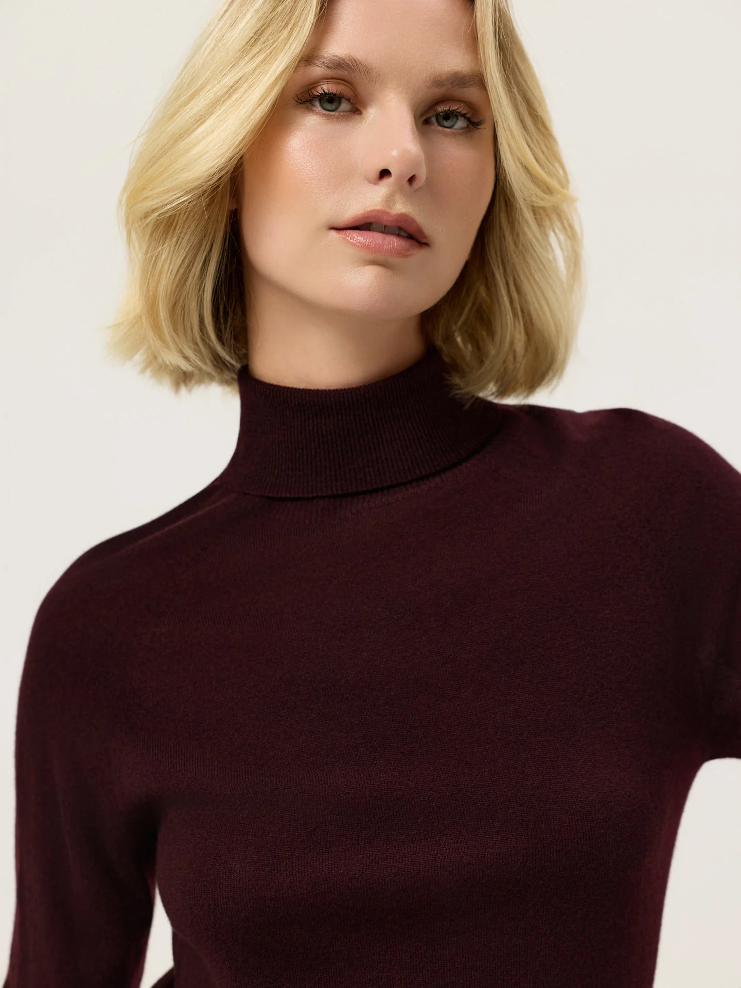 Turtle Neck Seamless Sweater In Wool Cashmere blend - Image 9