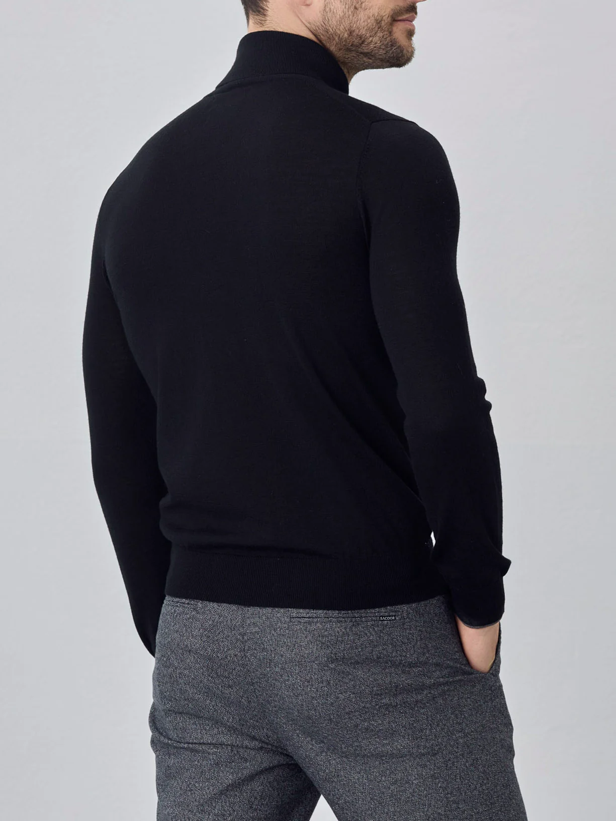 Turtleneck Sweater With Long Sleeves In Extra Fine Merino Wool - Image 3