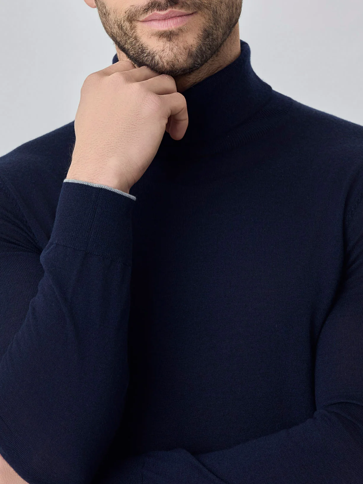 Turtleneck Sweater With Long Sleeves In Extra Fine Merino Wool - Image 5