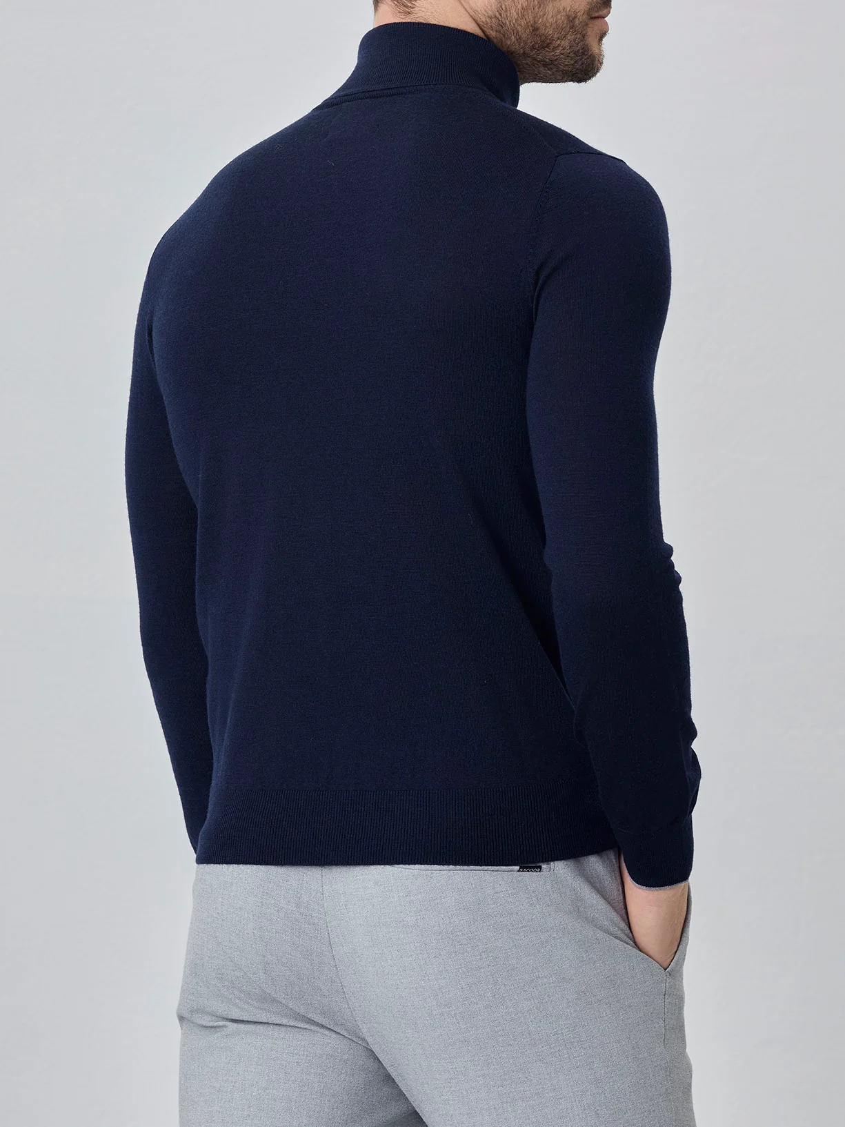 Turtleneck Sweater With Long Sleeves In Extra Fine Merino Wool - Image 6