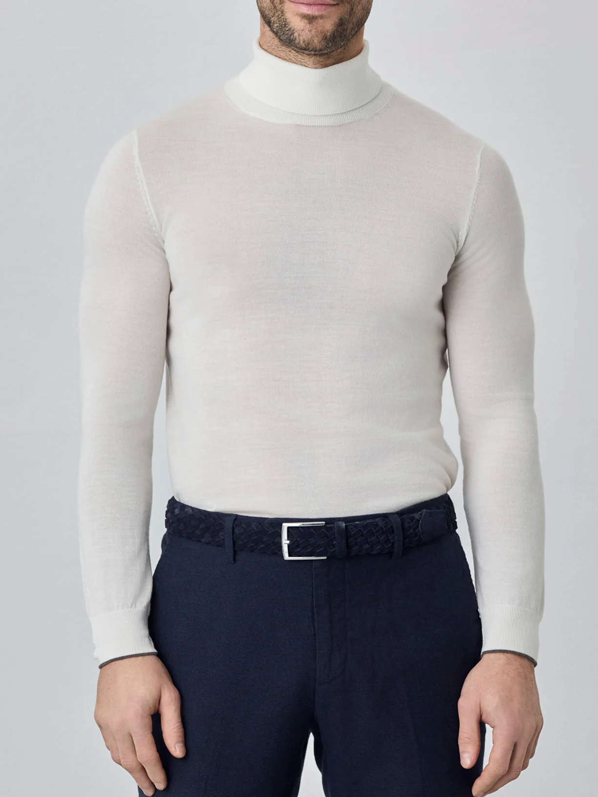Turtleneck Sweater With Long Sleeves In Extra Fine Merino Wool - Image 7
