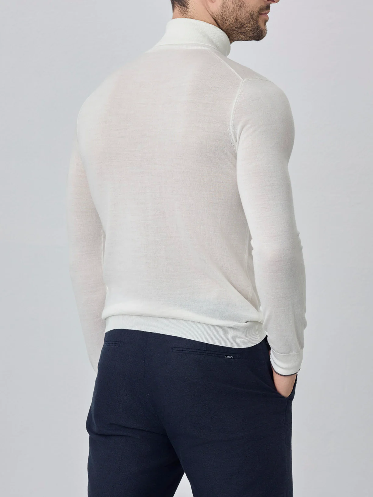 Turtleneck Sweater With Long Sleeves In Extra Fine Merino Wool - Image 9