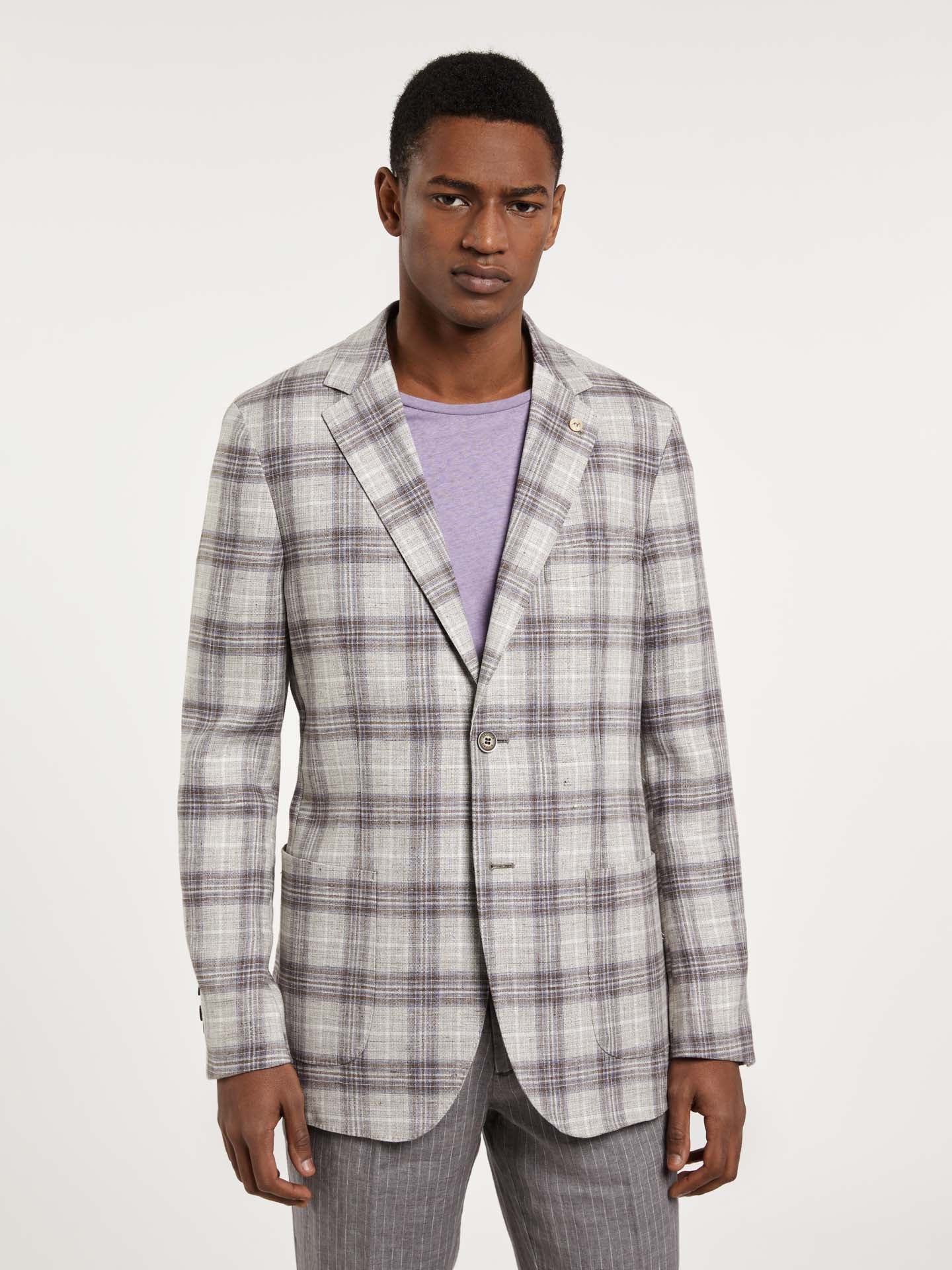 Unstructured Checks Linen Blazer - Image 2