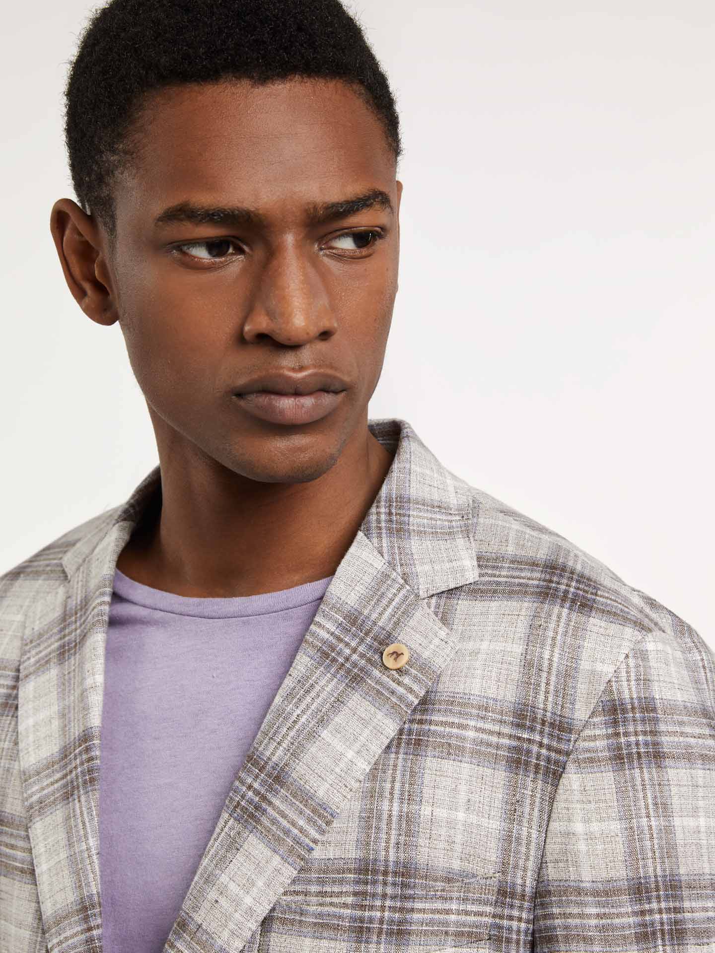 Unstructured Checks Linen Blazer - Image 3