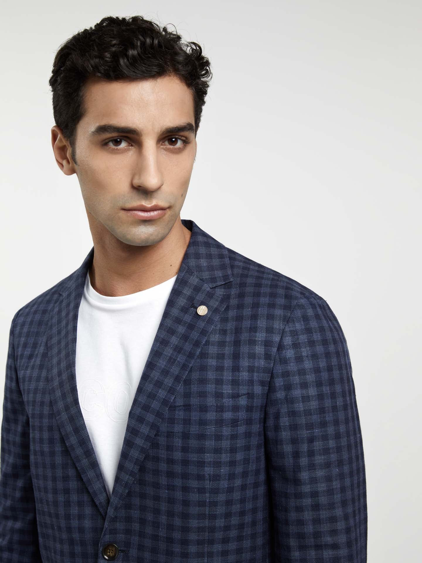 Unstructured Checks Linen Blend Blazer - Image 2