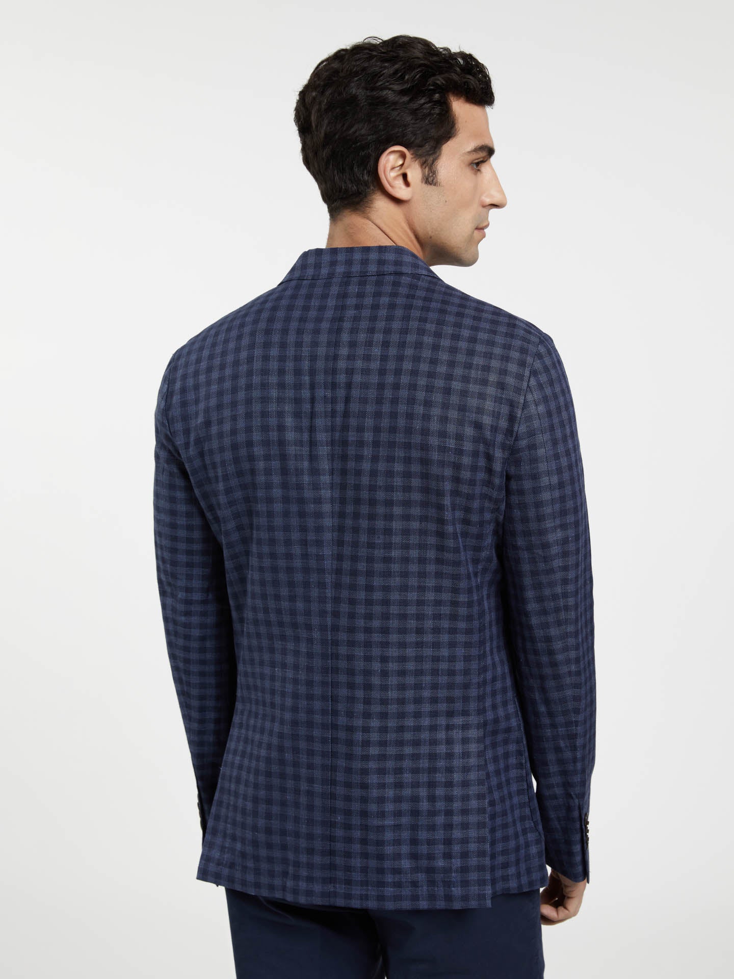 Unstructured Checks Linen Blend Blazer - Image 3