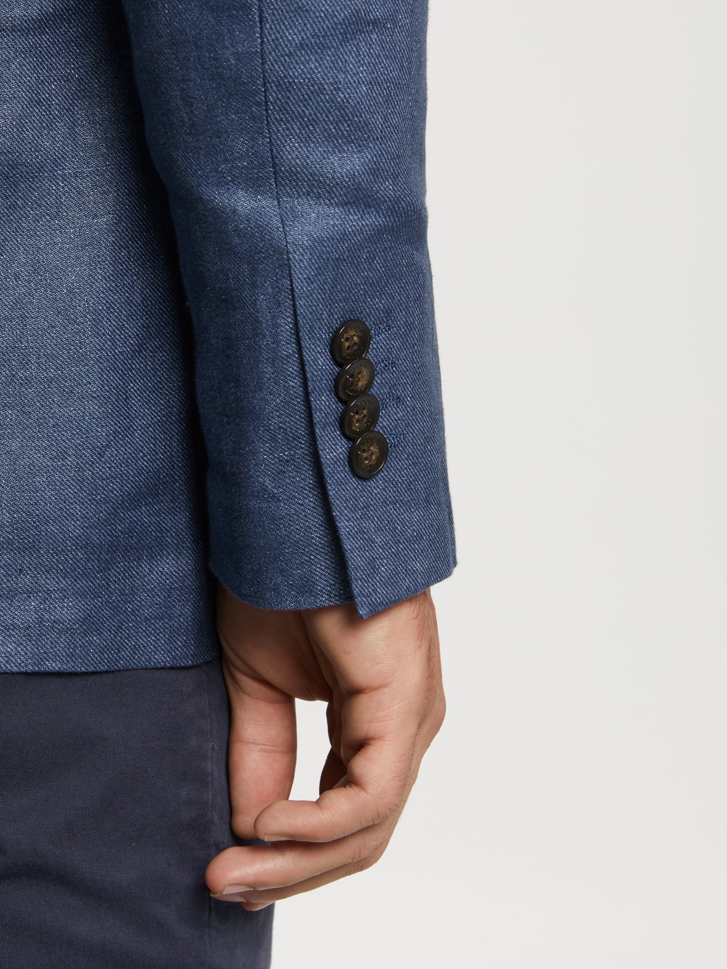 Unstructured plain hopsack linen blazer - Image 3