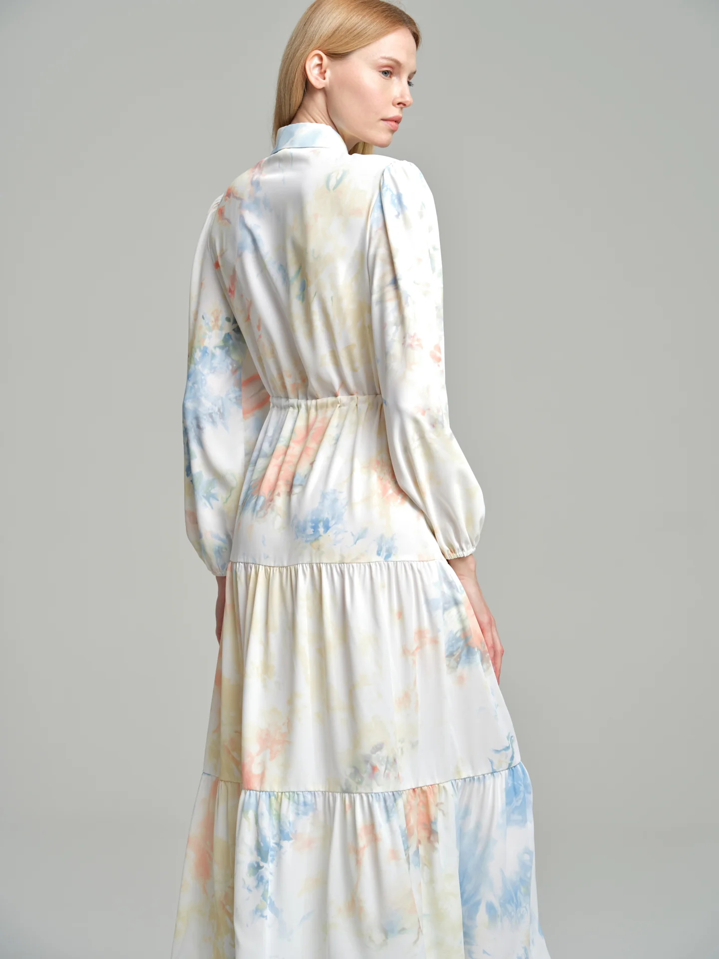 Watercolor print paneled shirt dress - Image 4