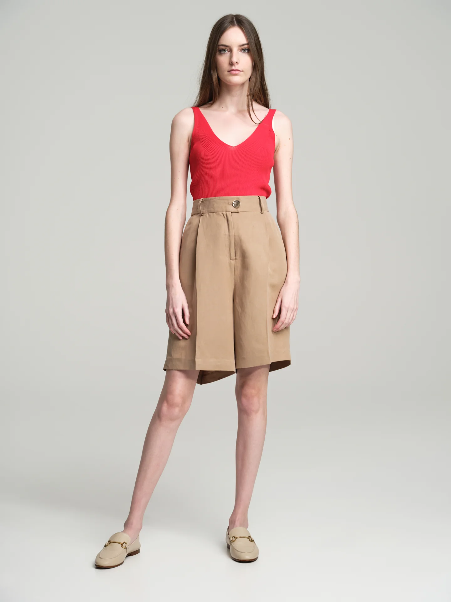 Wide leg shorts in luxury mixed silk fabric - Image 2