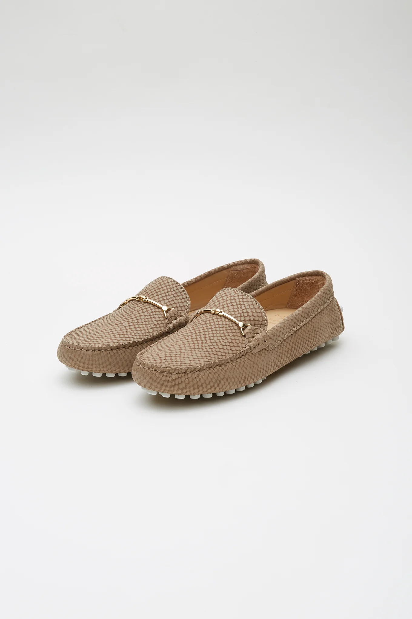Women's Snake-Effect Leather Drivers - Image 2