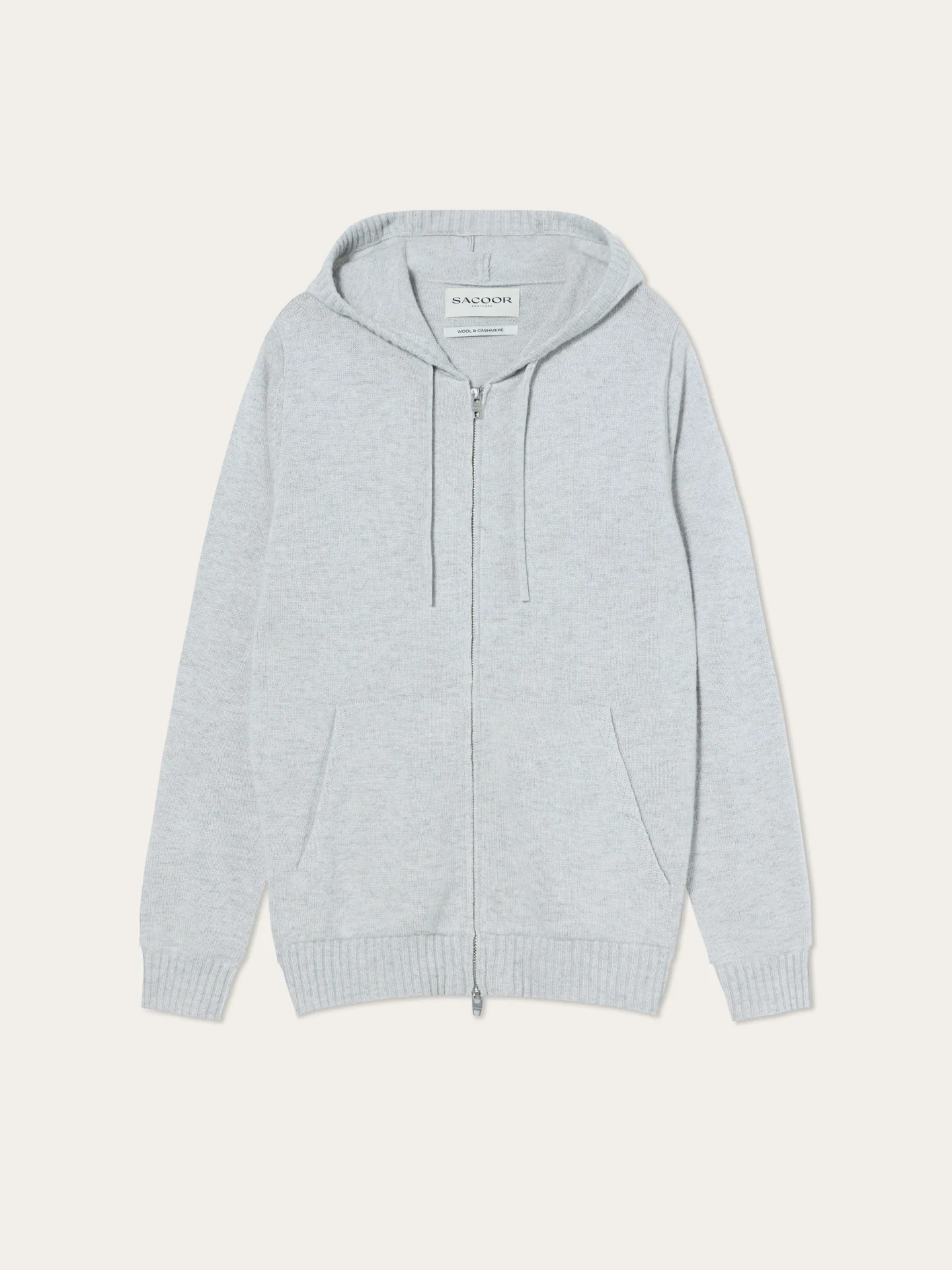 Zip-Up Hooded Cardigan With Kangaroo Pocket In Wool Cashmere Blend - Image 4